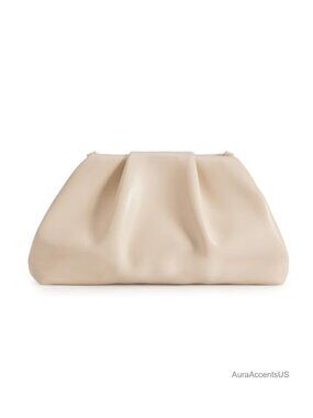 Dressy Pleated Vegan Leather Clutch Purse with Chain - Soft PU Evening Bag